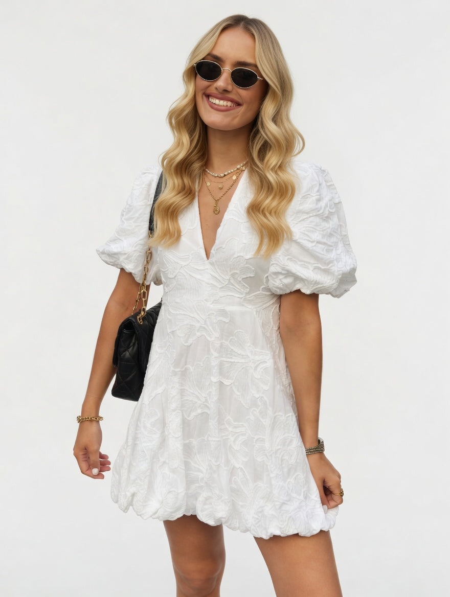 V neck summer mini dress