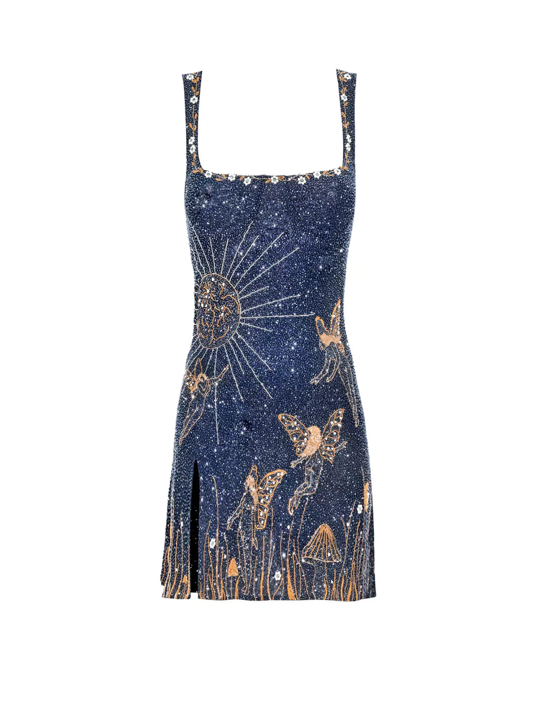Women's Celestial Print Bodycon Mini Dress | Stylish Square Neck Sleeveless Outfit 0