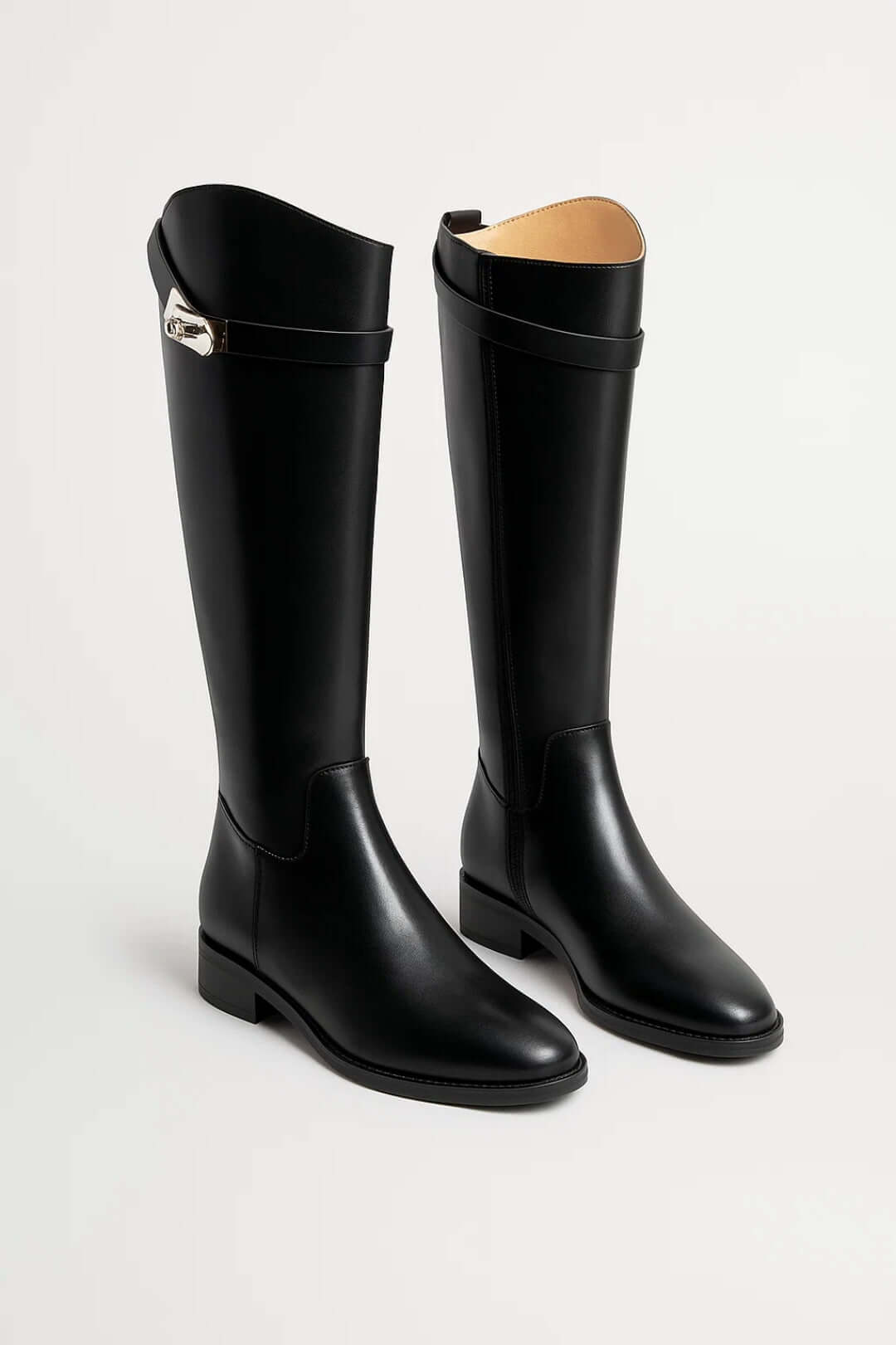 black buckle detail boots