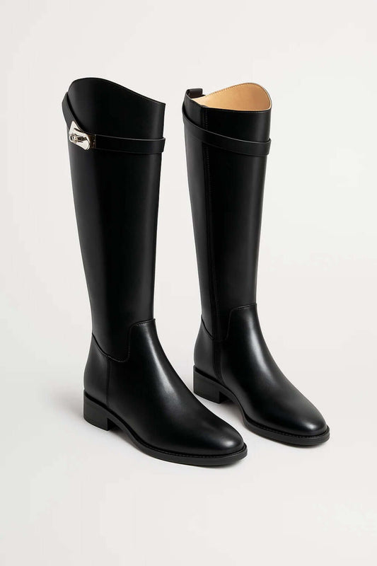black buckle detail boots