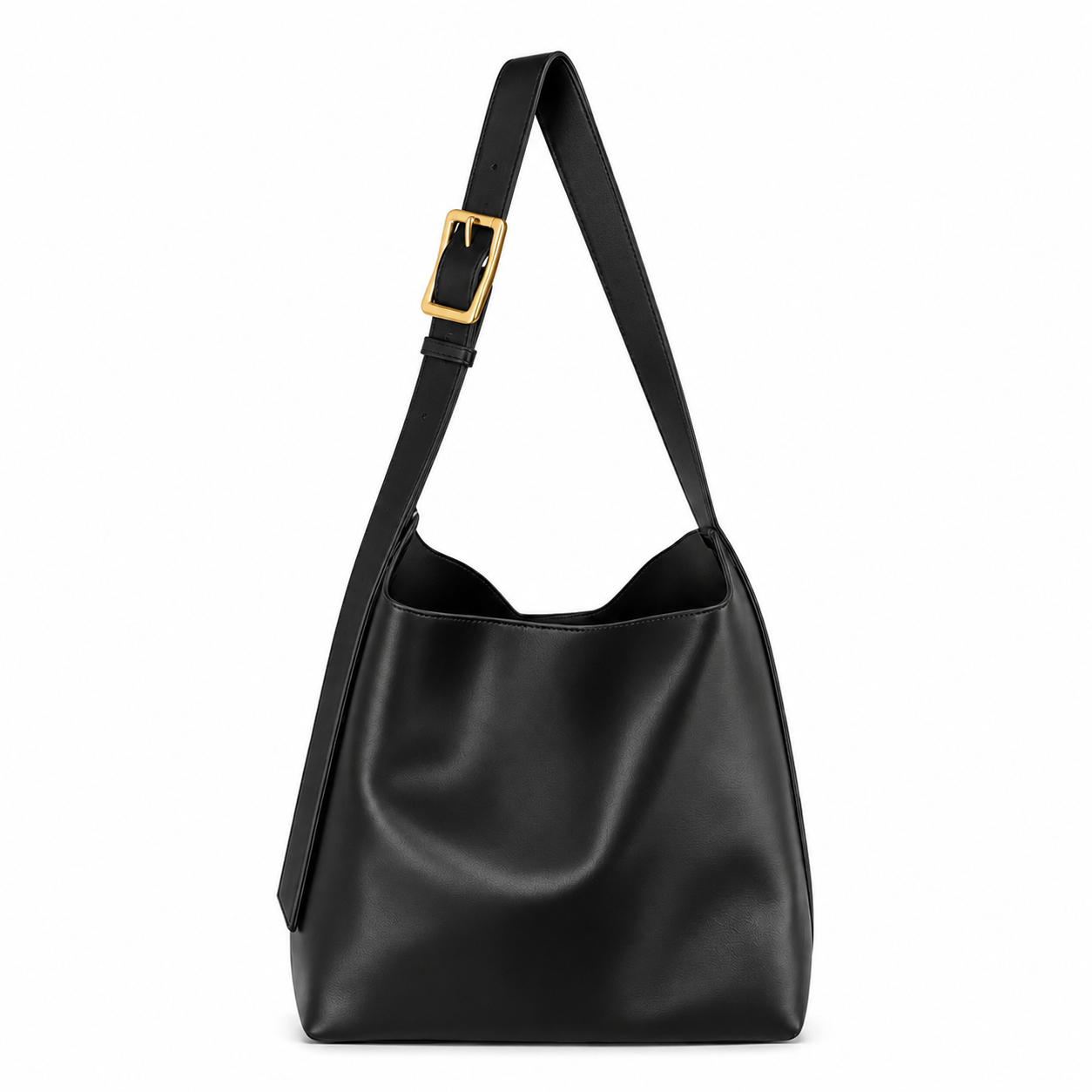 black leather look handbag