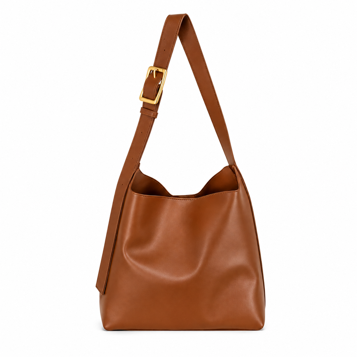 brown leather look handbag