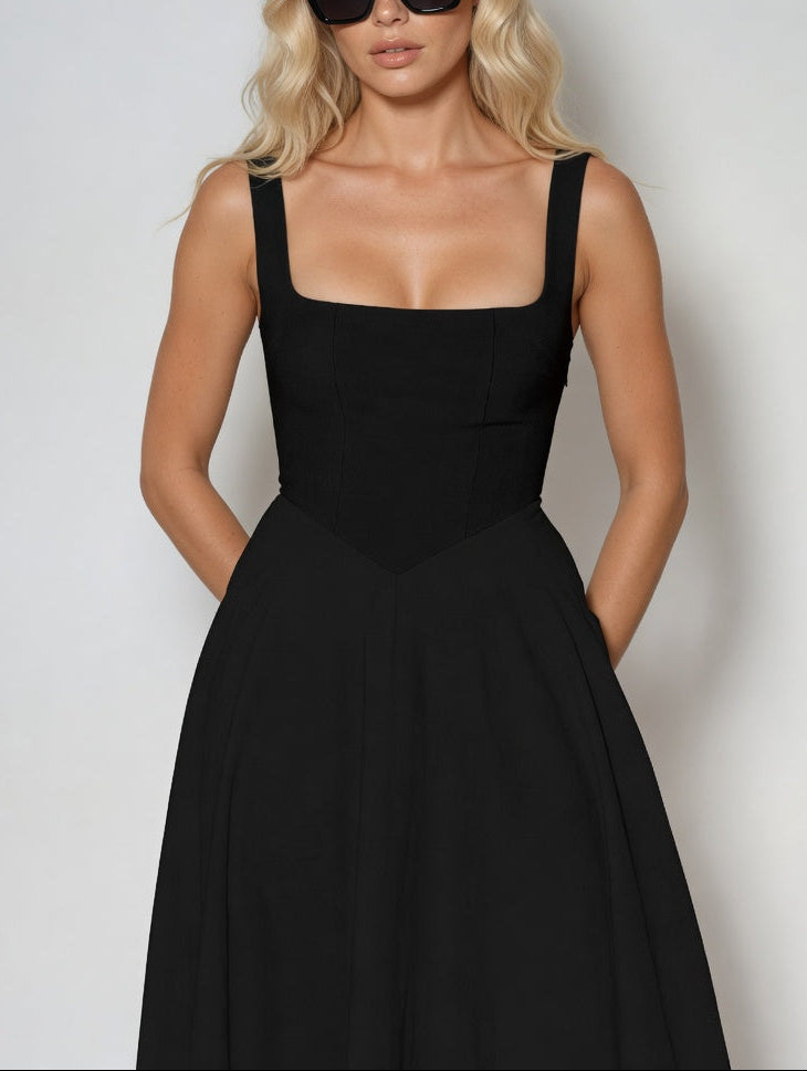 fitted bodice black dress