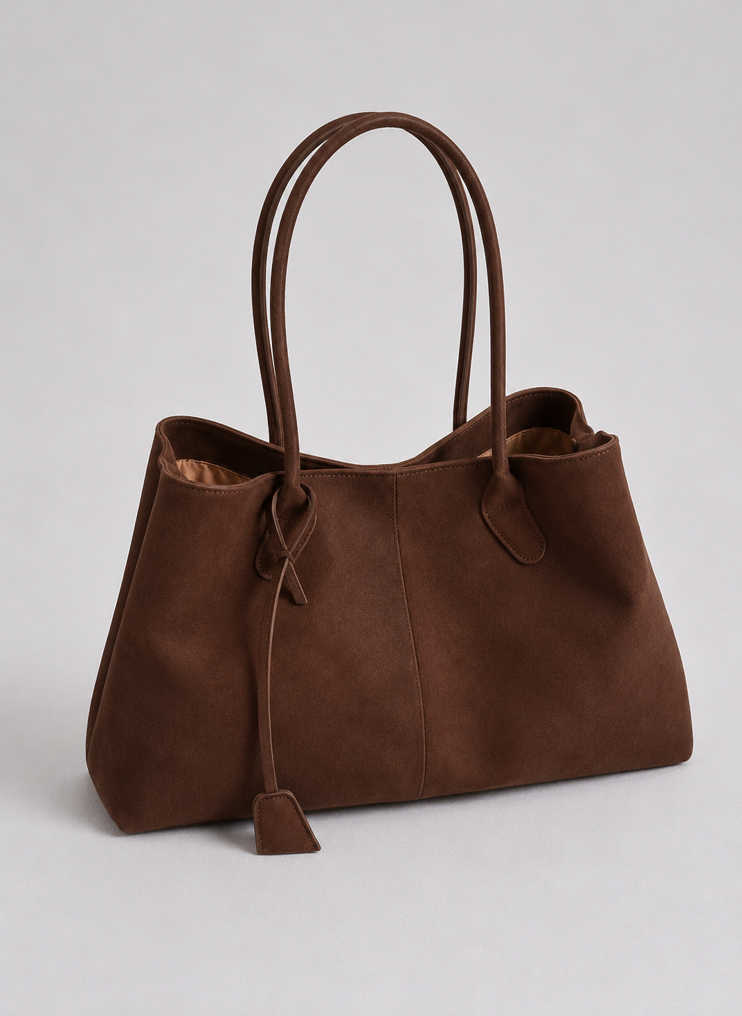 khaki top handle handbag