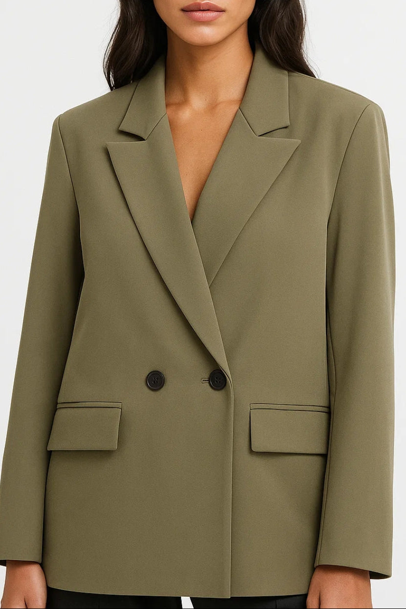 olive notched lapel blazer