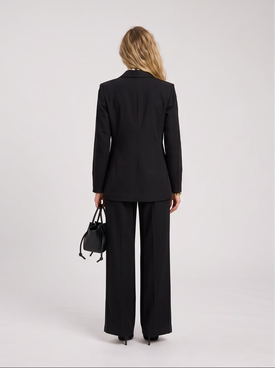 Women's Elegant Blazer and Trousers Set | Chic Modern Outfit Black