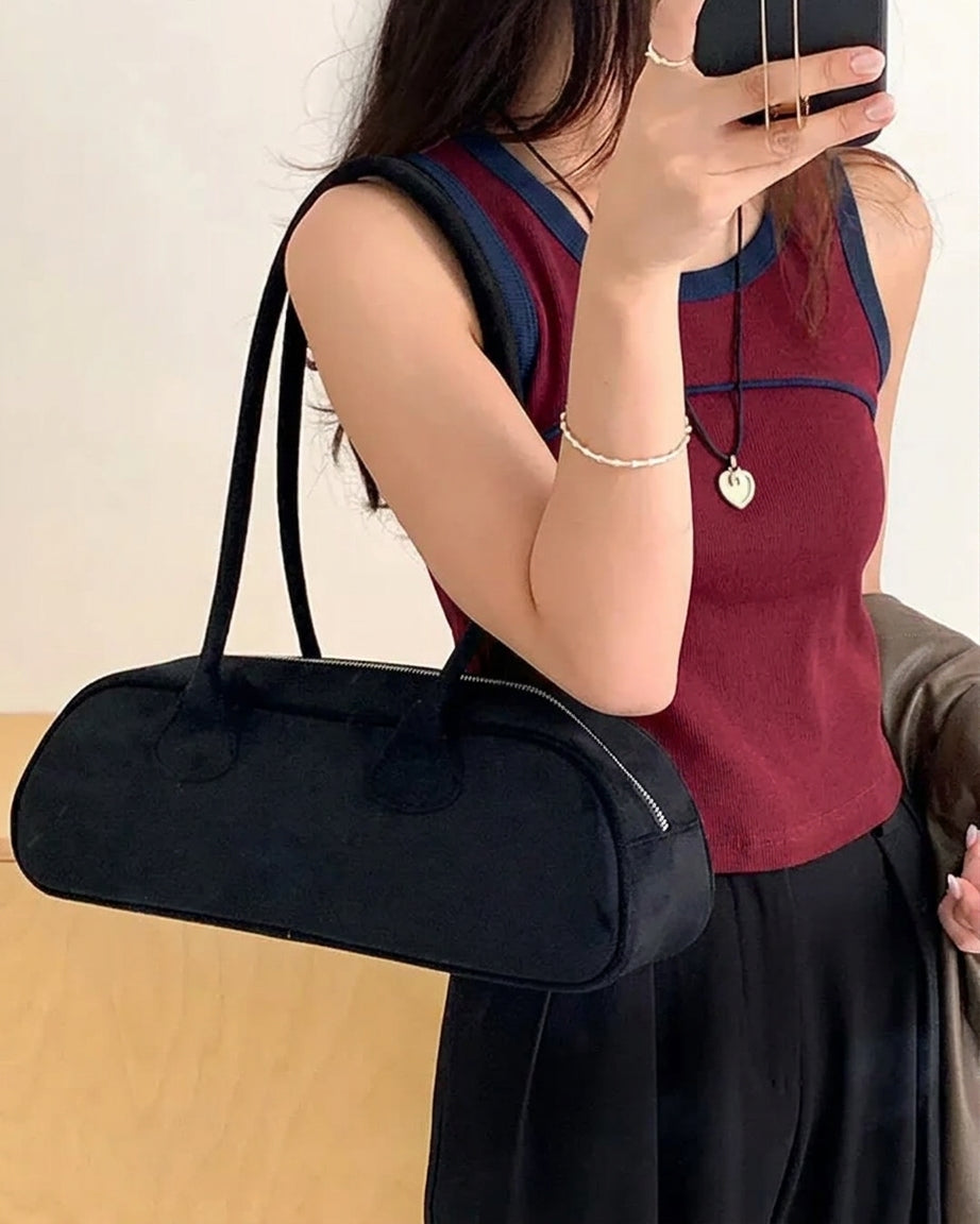 soft structured black handbag