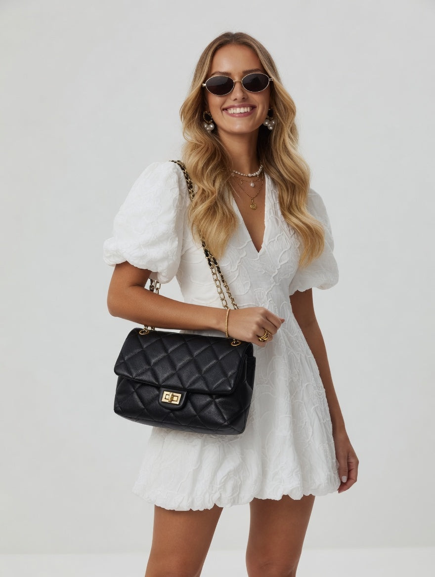 white puff sleeve dress