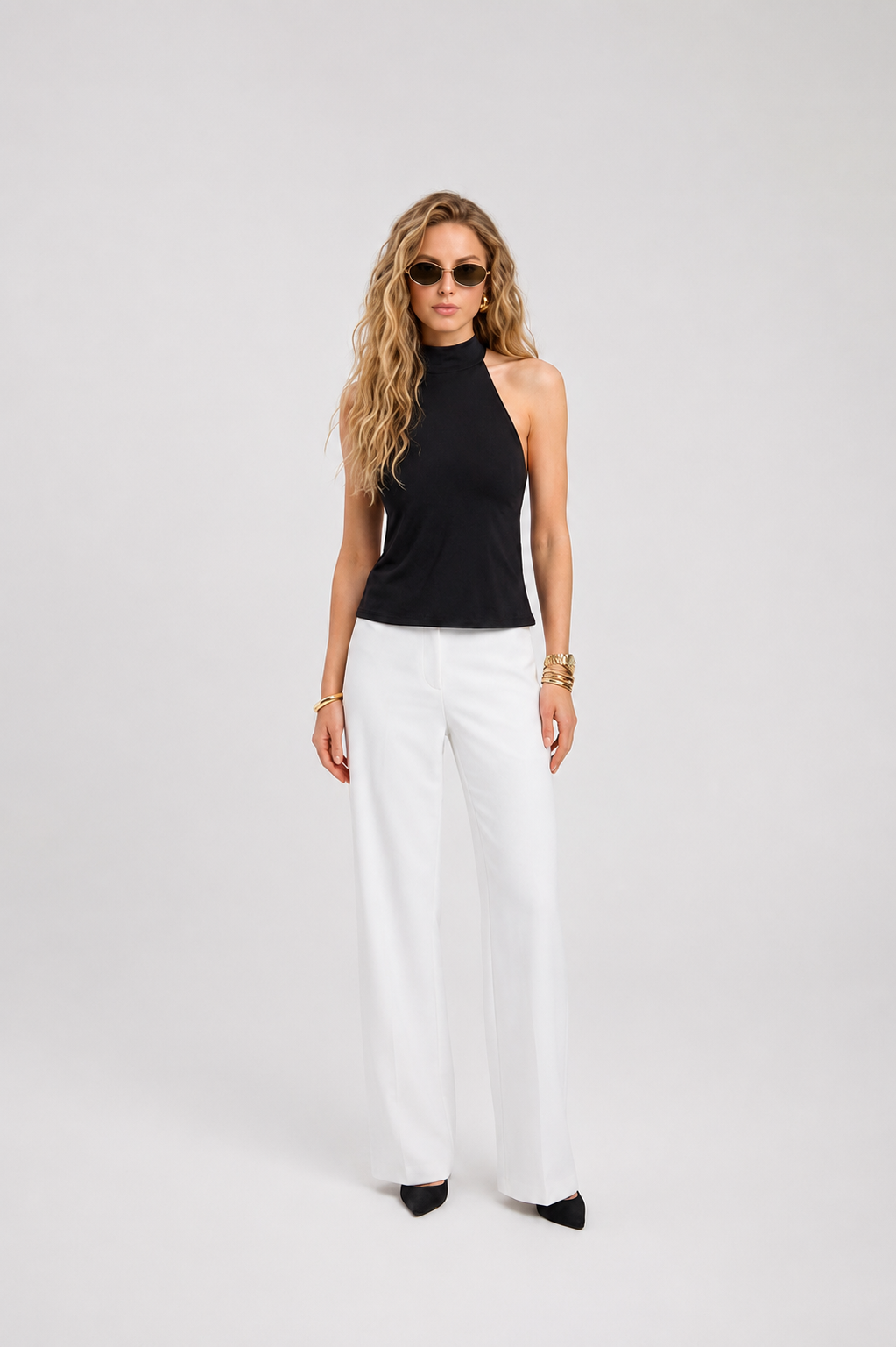 women black high neck top