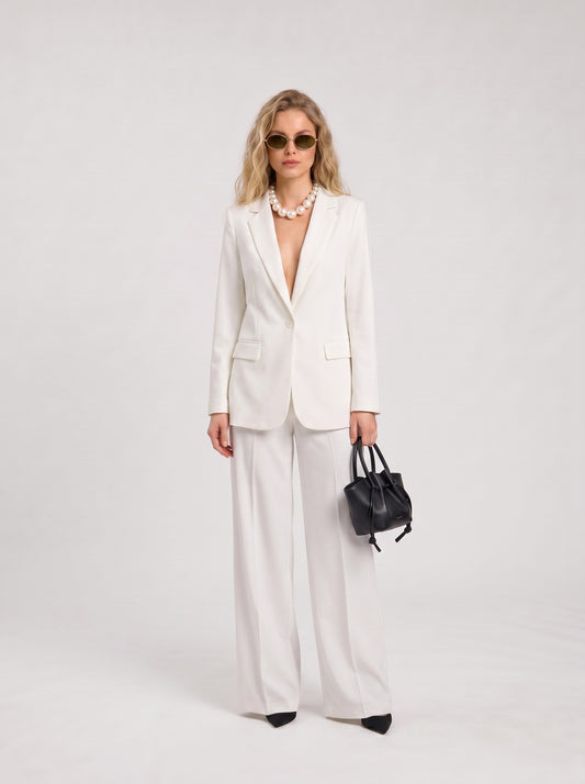 women white blazer trousers set