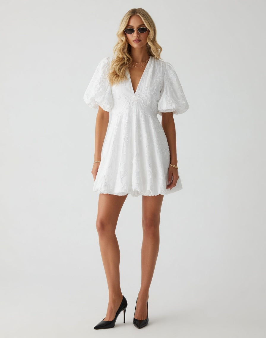 women white embroidered mini dress
