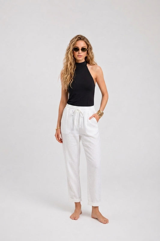 women white linen trousers